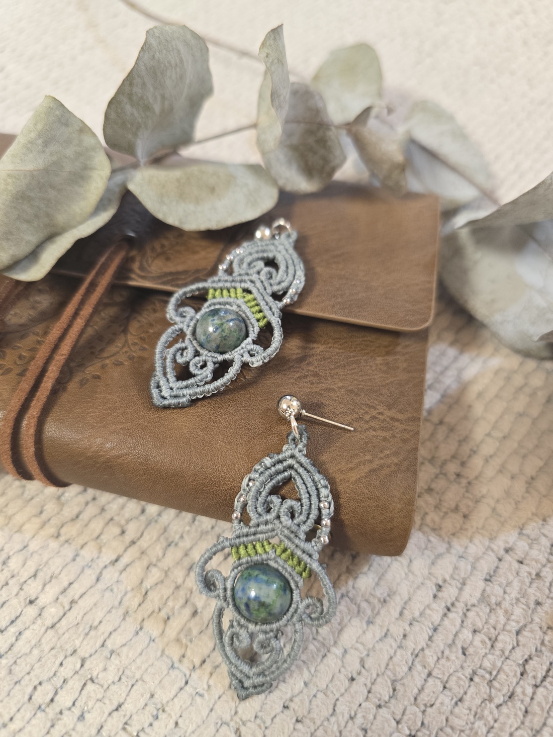 Cercei Boho Micro-Macrame cu  - bijuterii - cercei - cercei din pietre semiprețioase - Artynos.ro