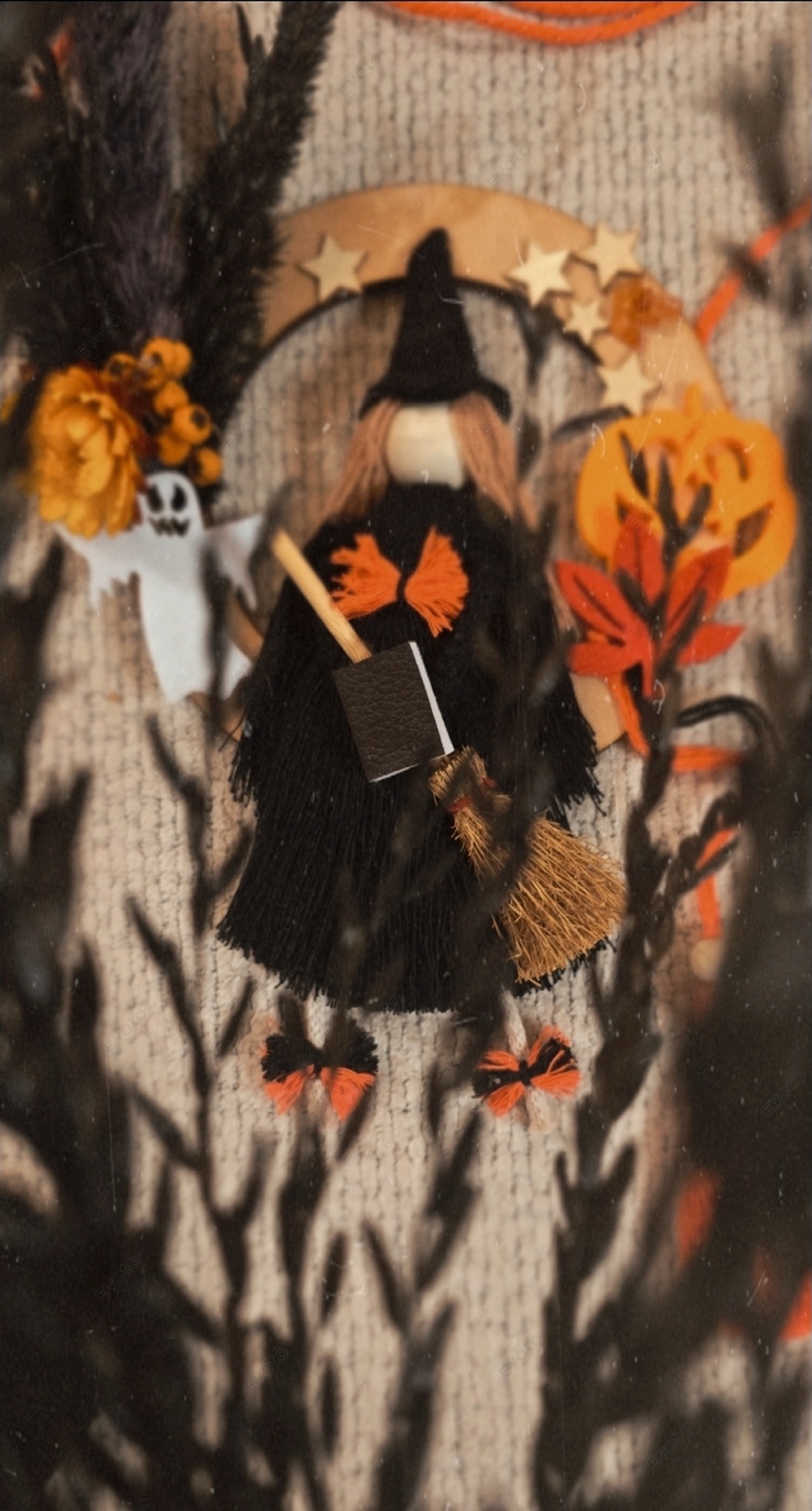Decorațiune perete vrăjitoare, Păpușă vrăjitoare handmade, Decorațiune drăguță Halloween, Cadou de toamnă - casă & stil de viață - decorațiuni de casă - decorațiuni de pereți - decor de pereți, macrame - Artynos.ro