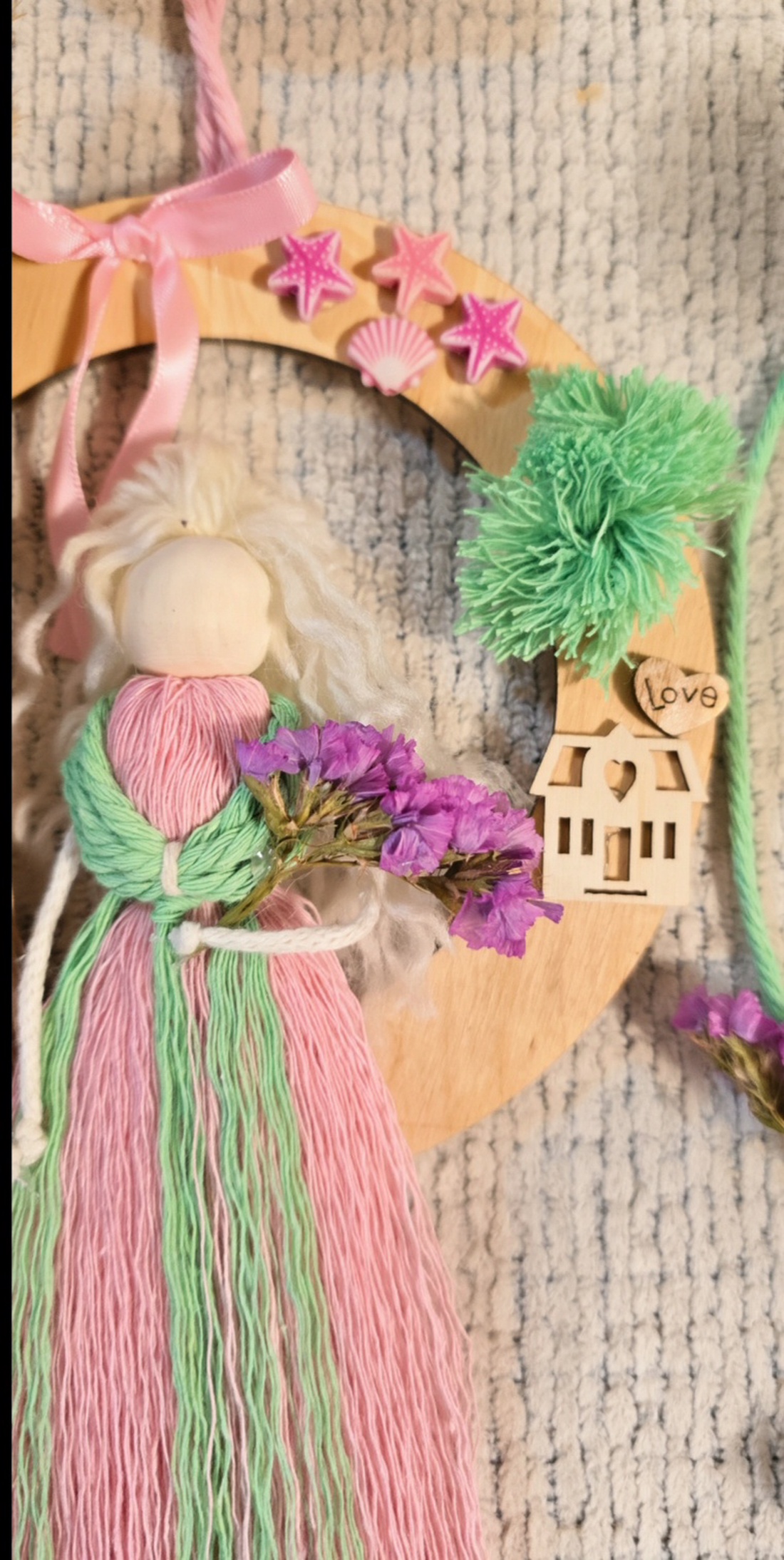 Coroniță cu păpuși macrame  - casă & stil de viață - decorațiuni de casă - decorațiuni de pereți - decor de pereți, macrame - Artynos.ro