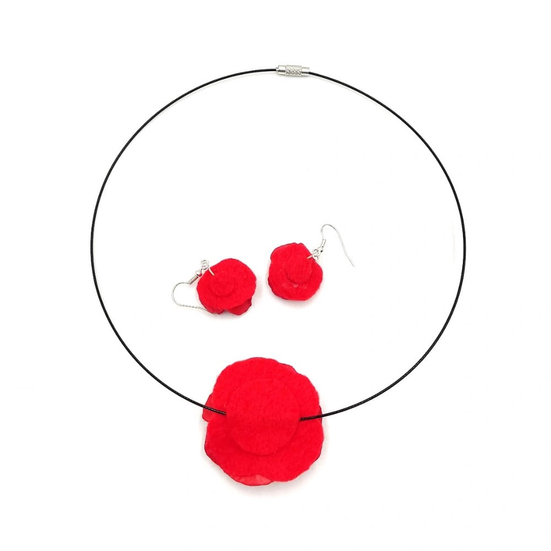 Set colier si cercei maci rosii lucrati manual, unicat - bijuterii - coliere - coliere cu pandantive - Artynos.ro Set colier si cercei maci rosii lucrati manual, unicat - bijuterii - coliere - coliere cu pandantive - Artynos.ro
