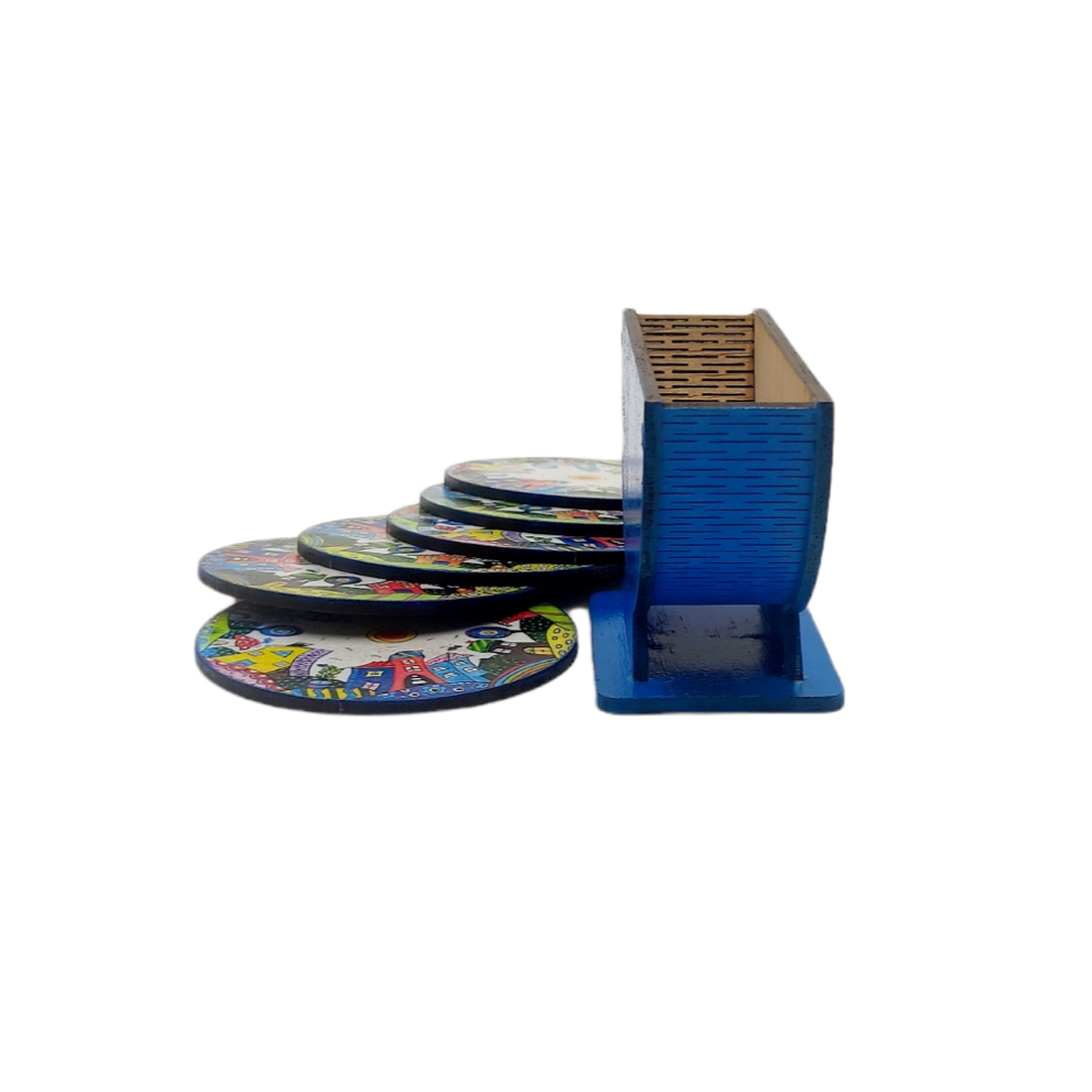 Set 6 suporti rotunzi de pahare de 9 cm si cutie de depozitare, albastru, orasel de poveste albastru - casă & stil de viață - accesorii pentru echipamente de bucătărie - accesorii de servire - suporturi pahare - Artynos.ro Set 6 suporti rotunzi de pahare de 9 cm si cutie de depozitare, albastru, orasel de poveste albastru - casă & stil de viață - accesorii pentru echipamente de bucătărie - accesorii de servire - suporturi pahare - Artynos.ro