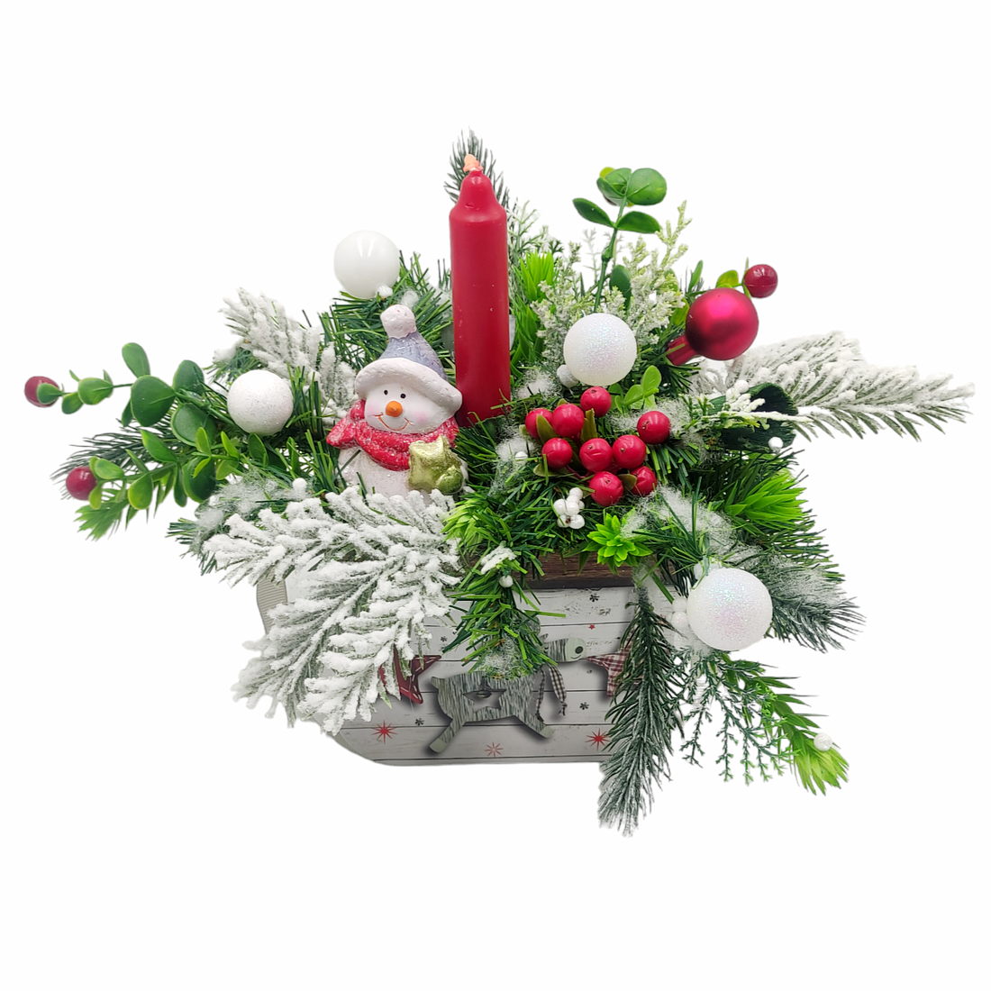 Aranjament handmade pentru sarbatori de iarna cu lumanare si om de zapada cu steluta - accesorii de crăciun - decorațiuni de advent - decor de masa advent - Artynos.ro Aranjament handmade pentru sarbatori de iarna cu lumanare si om de zapada cu steluta - accesorii de crăciun - decorațiuni de advent - decor de masa advent - Artynos.ro