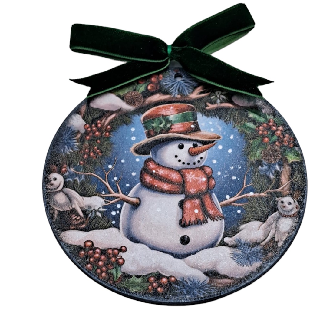 Glob lemn pentru Craciun cu om de zapada cu palarie maro cu funda verde - accesorii de crăciun - decorațiuni de crăciun de casă - decorațiuni pentru pomul de crăciun - Artynos.ro Glob lemn pentru Craciun cu om de zapada cu palarie maro cu funda verde - accesorii de crăciun - decorațiuni de crăciun de casă - decorațiuni pentru pomul de crăciun - Artynos.ro