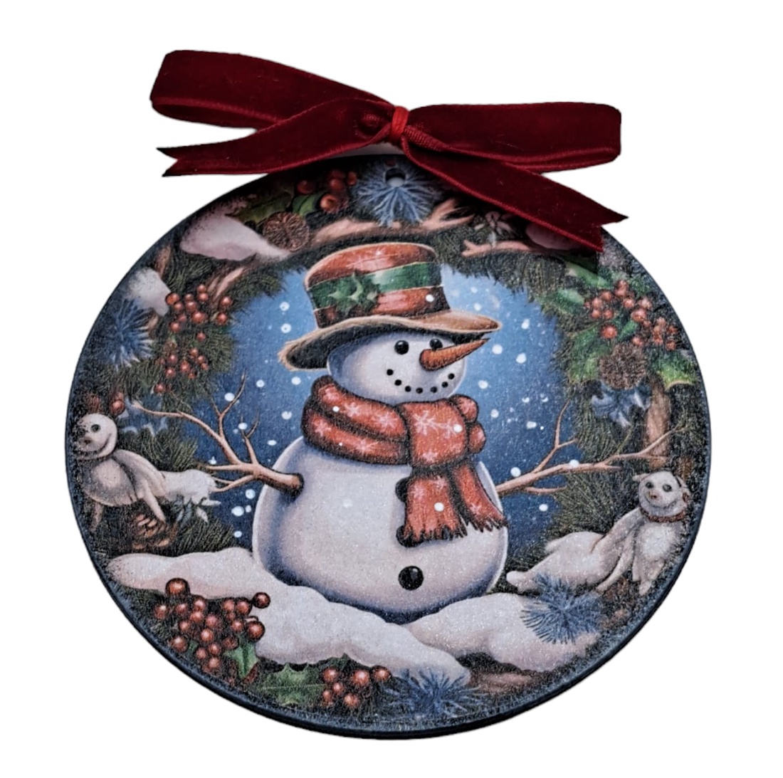 Glob lemn pentru Craciun cu om de zapada cu palarie maro cu funda verde - accesorii de crăciun - decorațiuni de crăciun de casă - decorațiuni pentru pomul de crăciun - Artynos.ro Glob lemn pentru Craciun cu om de zapada cu palarie maro cu funda verde - accesorii de crăciun - decorațiuni de crăciun de casă - decorațiuni pentru pomul de crăciun - Artynos.ro