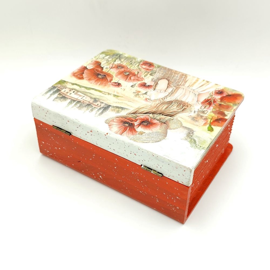 Cutie lemn tip carte, unicat, fetita cu palarie si maci, 4495 - bijuterii - suporturi bijuterii și cutie bijuterii - cutii de bijuterii - Artynos.ro Cutie lemn tip carte, unicat, fetita cu palarie si maci, 4495 - bijuterii - suporturi bijuterii și cutie bijuterii - cutii de bijuterii - Artynos.ro