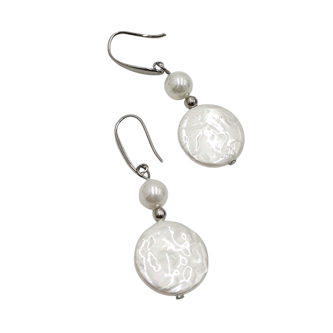 Cercei cu perle naturale si accesorii argintii, 4517 - bijuterii - cercei - cercei rotunzi - Artynos.ro