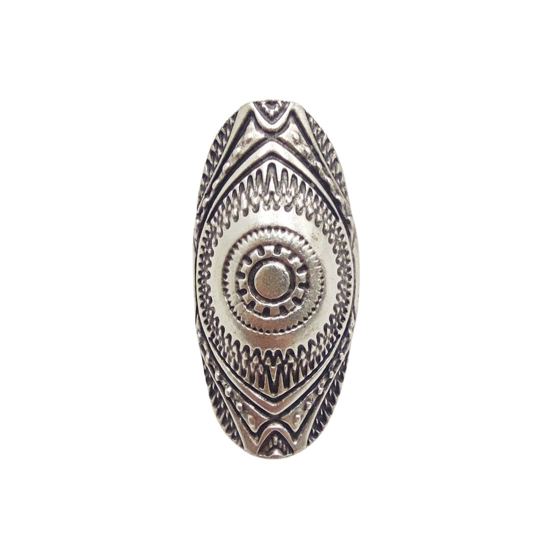 Inel oval alungit din zamac, cu model etnic, Inz093 - bijuterii - inele - inele cu figurine - Artynos.ro