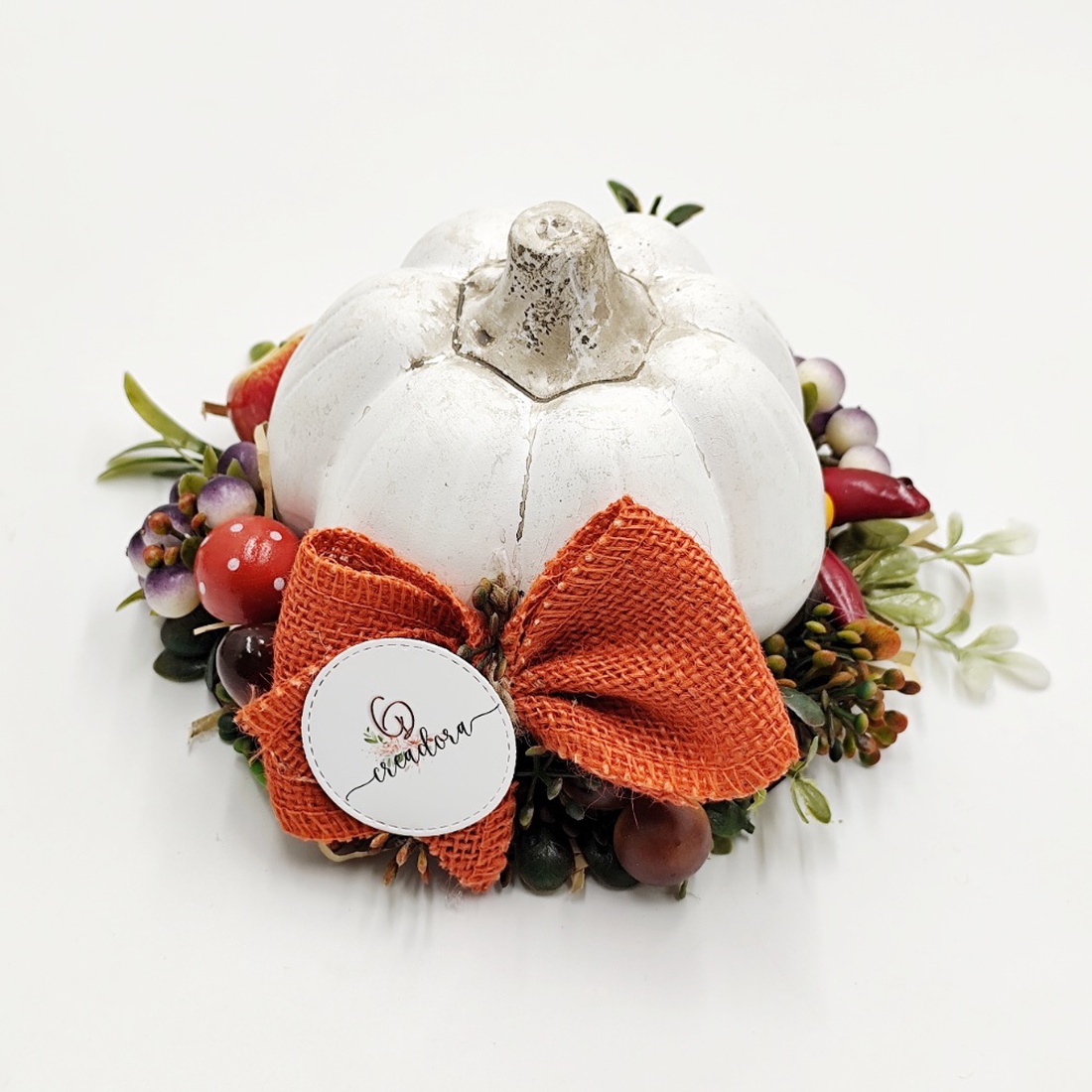 Aranjament decorativ cu bostanel ceramic rotund, 4537 - casă & stil de viață - accesorii pentru decorat casa - decorațiuni de masă și decorațiuni pentru rafturi  - boluri din ceramică, boluri decorative - Artynos.ro