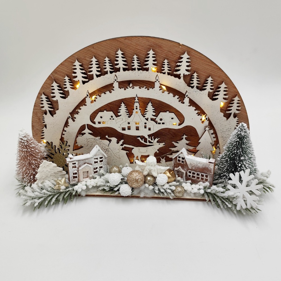 Peisaj de iarna, poveste de Craciun, 4540 - crăciun - decorațiuni de crăciun de casă - decor pentru masă de crăciun - Artynos.ro