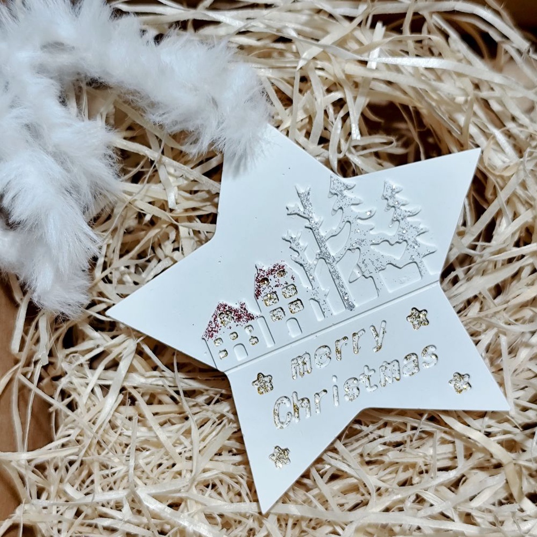 Decoratiune ceramica pentru Craciun, stea 4548 - crăciun - decorațiuni de crăciun de casă - figurine pentru pomul de crăciun - Artynos.ro