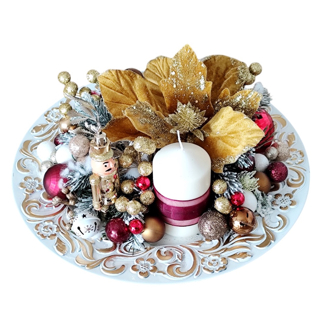 Aranjament de Craciun cu spargator de nuci, 4551 - crăciun - decorațiuni de crăciun de casă - decor pentru masă de crăciun - Artynos.ro