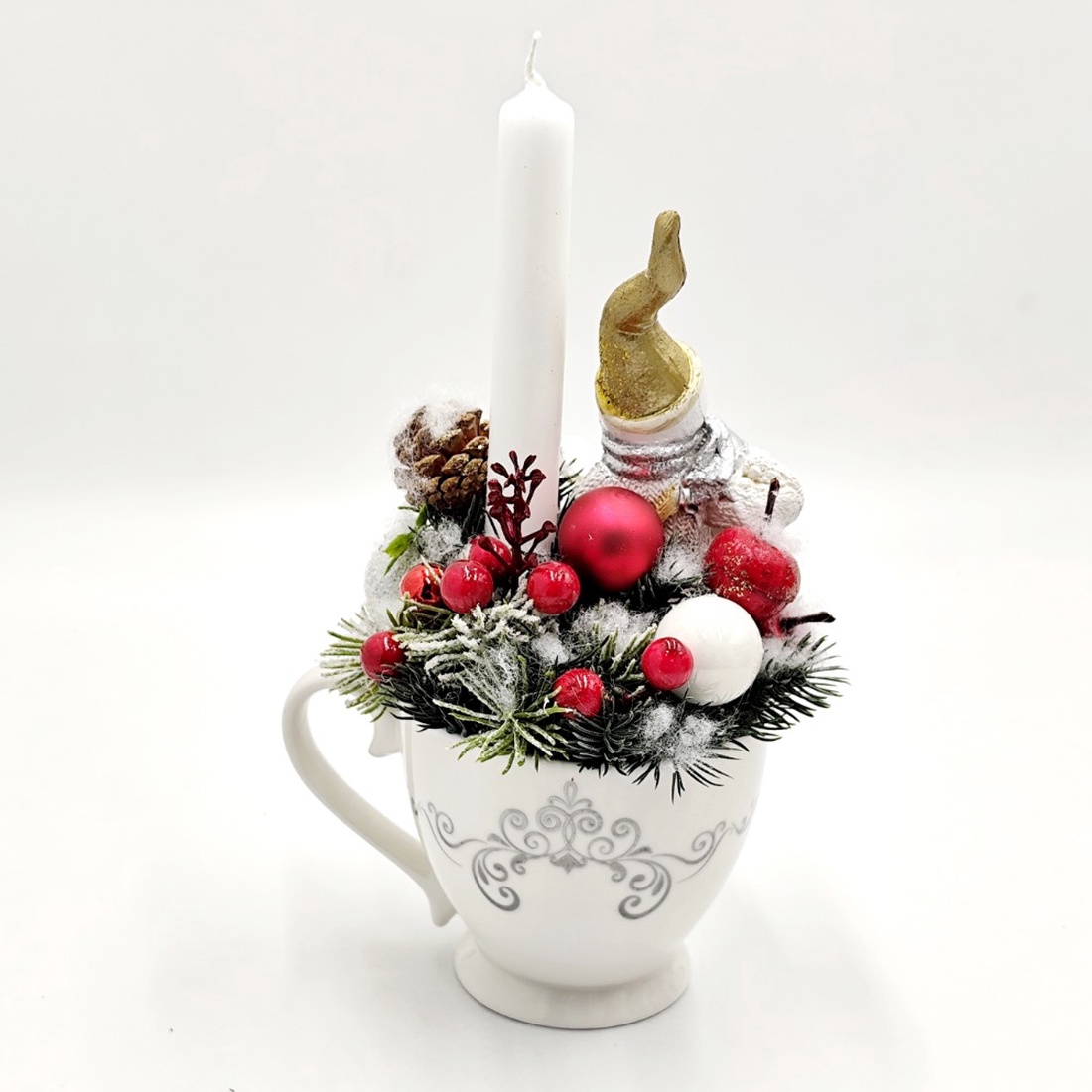 Poveste de iarna in ceasca, 4554 - crăciun - decorațiuni de crăciun de casă - decor pentru masă de crăciun - Artynos.ro