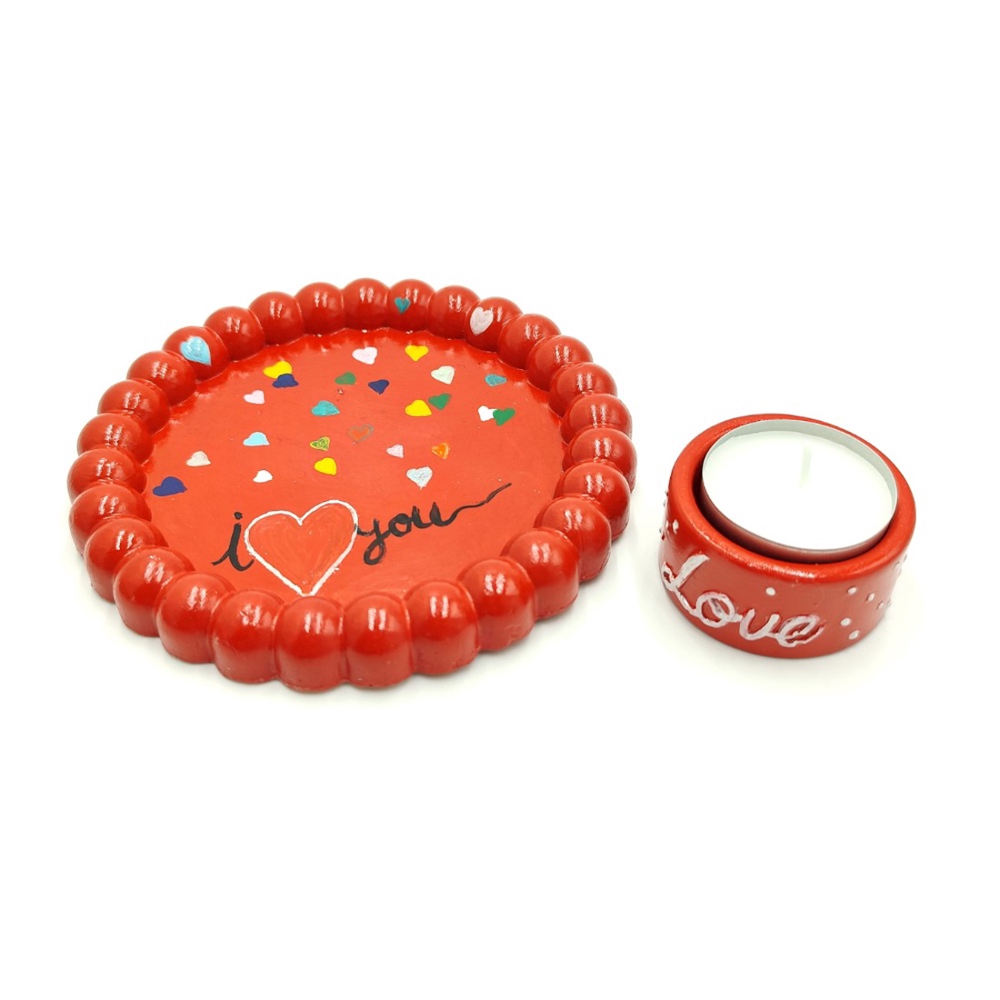 Set decorativ rotund I love you, rosu 4571 - casă & stil de viață - seturi de cadou - Artynos.ro