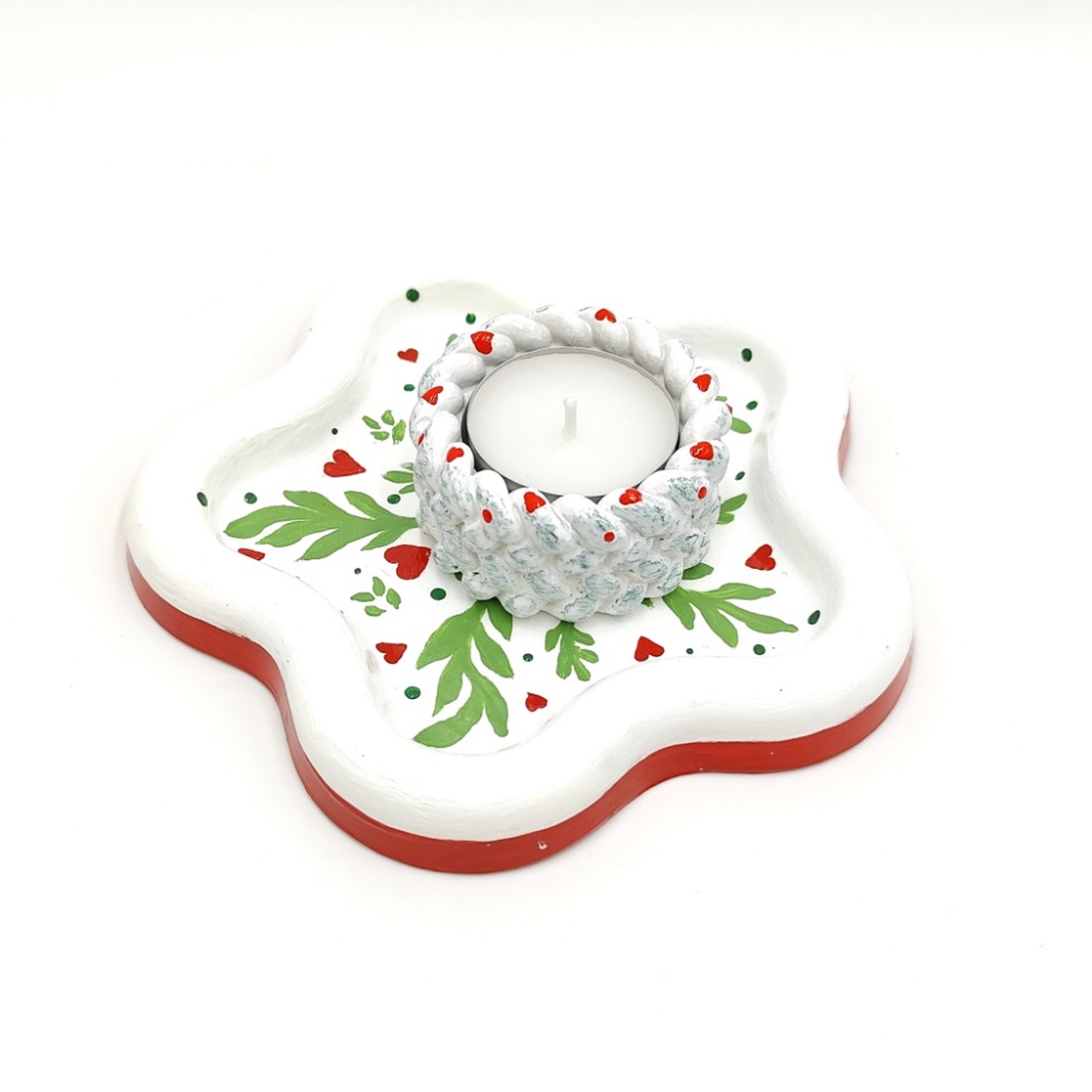 Set decorativ alb rosu verde cu inimioare 4582 - casă & stil de viață - decorațiuni de casă - decorațiuni de masă și rafturi - decorațiuni de masă - Artynos.ro