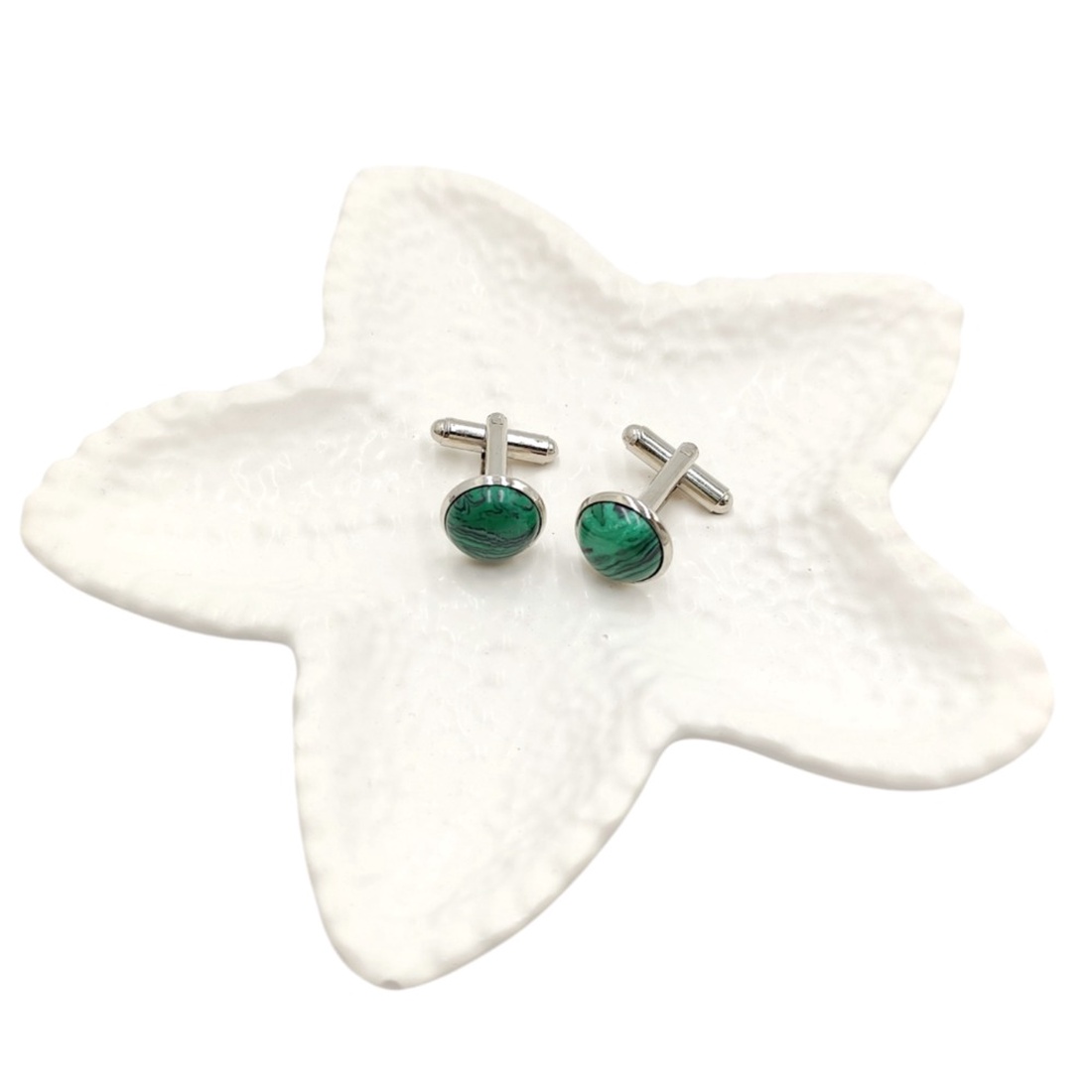 Butoni camasa cu malachit, unisex 4596 - bijuterii - butoni de manșetă - Artynos.ro