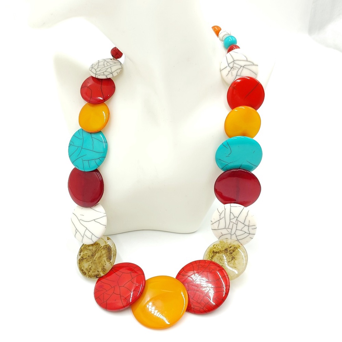 Colier multicolor cu margele sintetice 4607 - bijuterii - coliere - coliere din mărgele - Artynos.ro