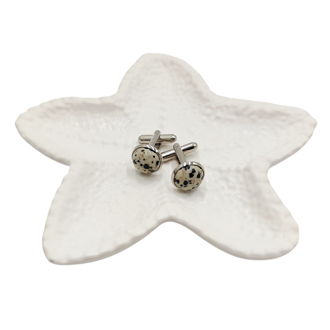 Butoni camasa cu jasp dalmatian,  4598 - bijuterii - butoni de manșetă - Artynos.ro