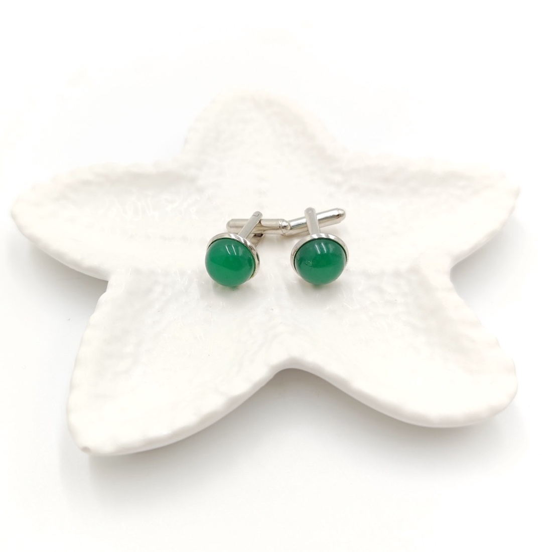 Butoni camasa cu agata verde,  4599 - bijuterii - butoni de manșetă - Artynos.ro