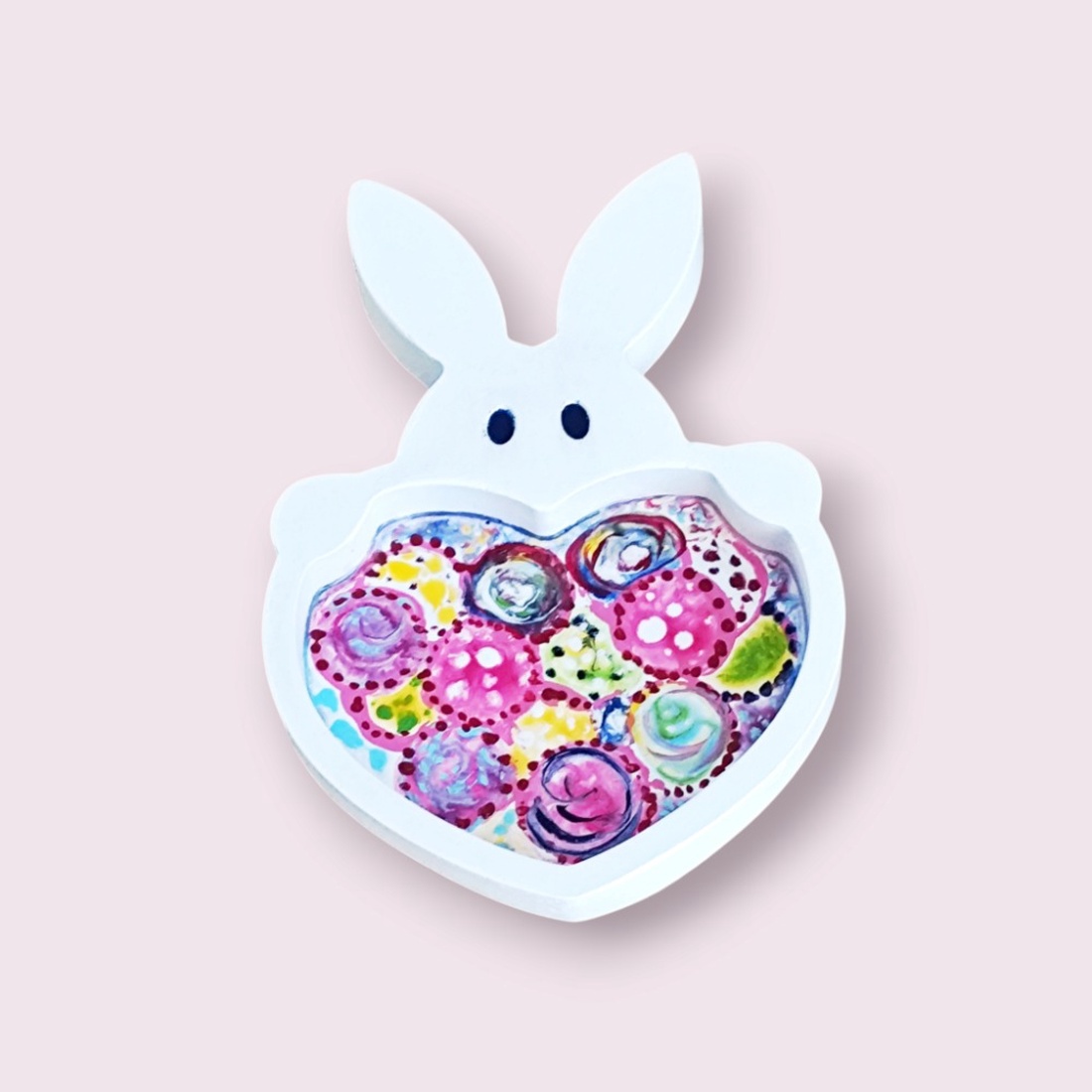 Platou decorativ iepuras cu inimioara multicolora 4617 - casă & stil de viață - decorațiuni de casă - decorațiuni de masă și rafturi - decorațiuni de masă - Artynos.ro