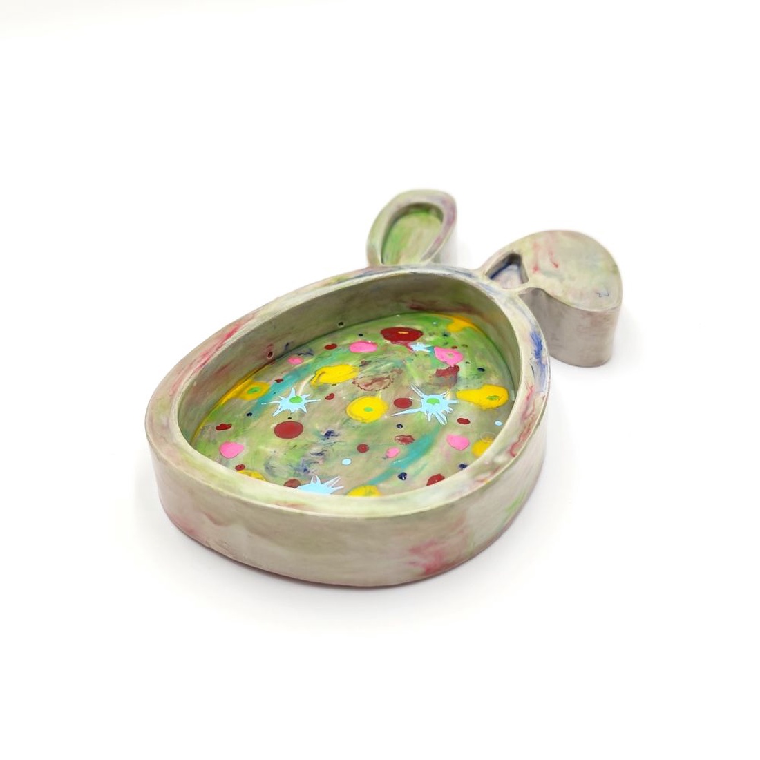 Platou decorativ iepuras/ ou multicolor cu urechiuse 4619 - casă & stil de viață - decorațiuni de casă - decorațiuni de masă și rafturi - decorațiuni de masă - Artynos.ro