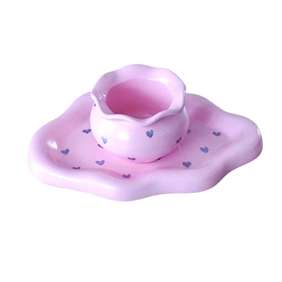 Set decorativ roz pastel cu inimioare mov, pictat manual 4620 - casă & stil de viață - decorațiuni de casă - decorațiuni de masă și rafturi - decorațiuni de masă - Artynos.ro