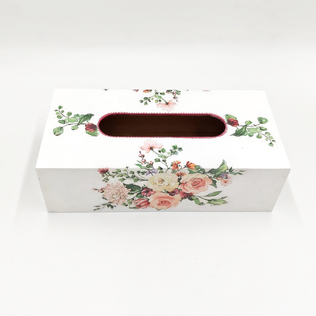Cutie din lemn pentru servetele model floral, CS003 - casă & stil de viață - organizare & depozitare - suport batiste - Artynos.ro