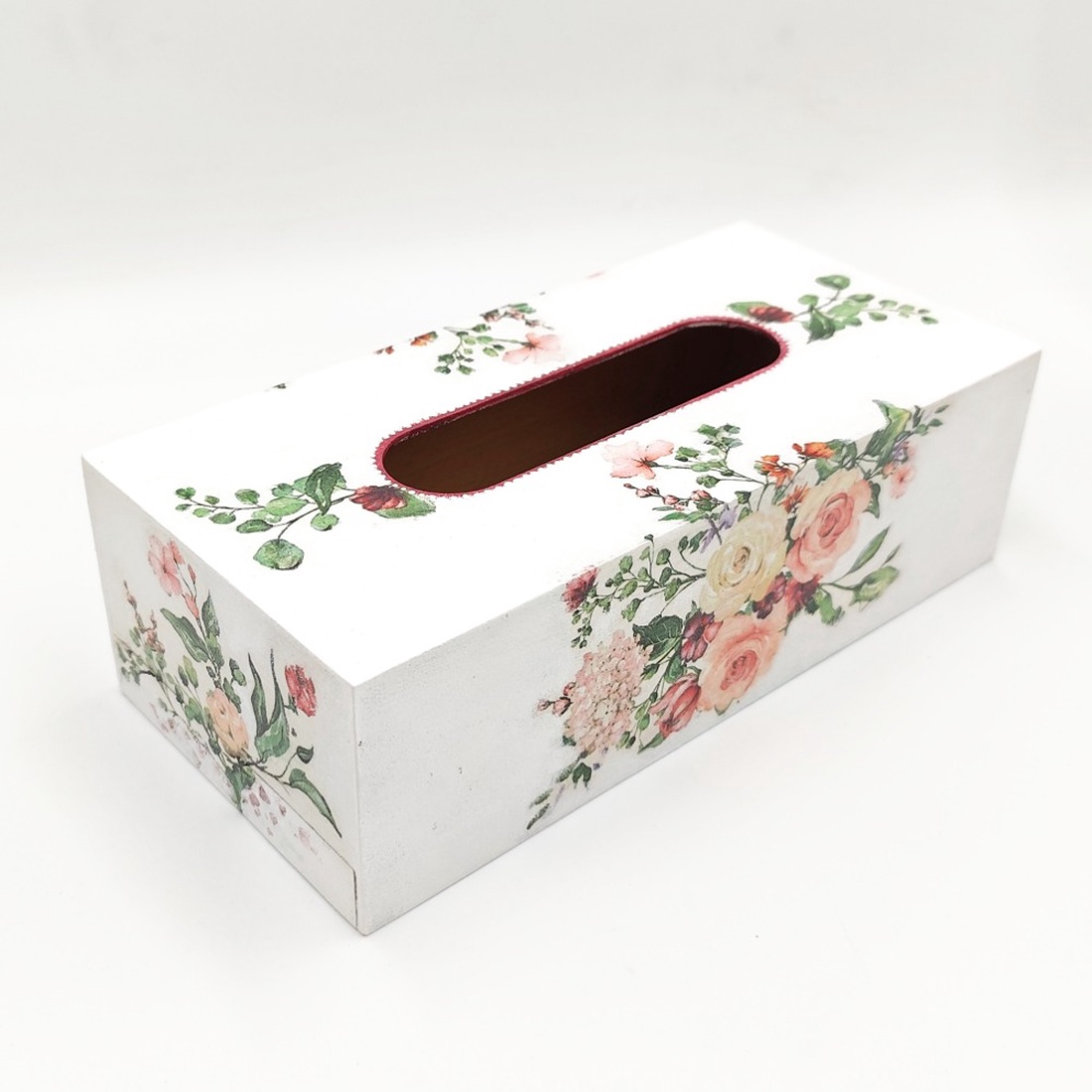 Cutie din lemn pentru servetele model floral, CS003 - casă & stil de viață - organizare & depozitare - suport batiste - Artynos.ro