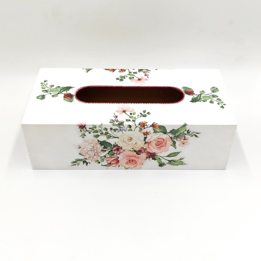 Cutie din lemn pentru servetele model floral, CS003 - casă & stil de viață - organizare & depozitare - suport batiste - Artynos.ro