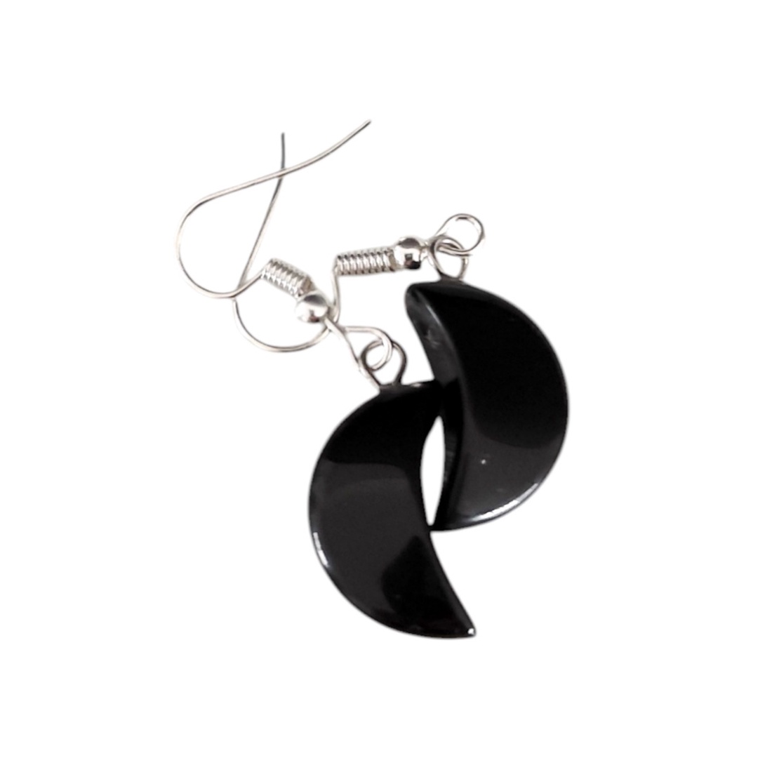 Cercei semiluna cu agat negru 4639 - bijuterii - cercei - cercei din sticlă - Artynos.ro