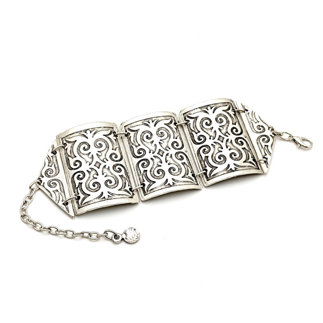 Bratara zamac din trei piese dreptunghiulare mari Brz042 - bijuterii - brățări - brățări împletite - Artynos.ro