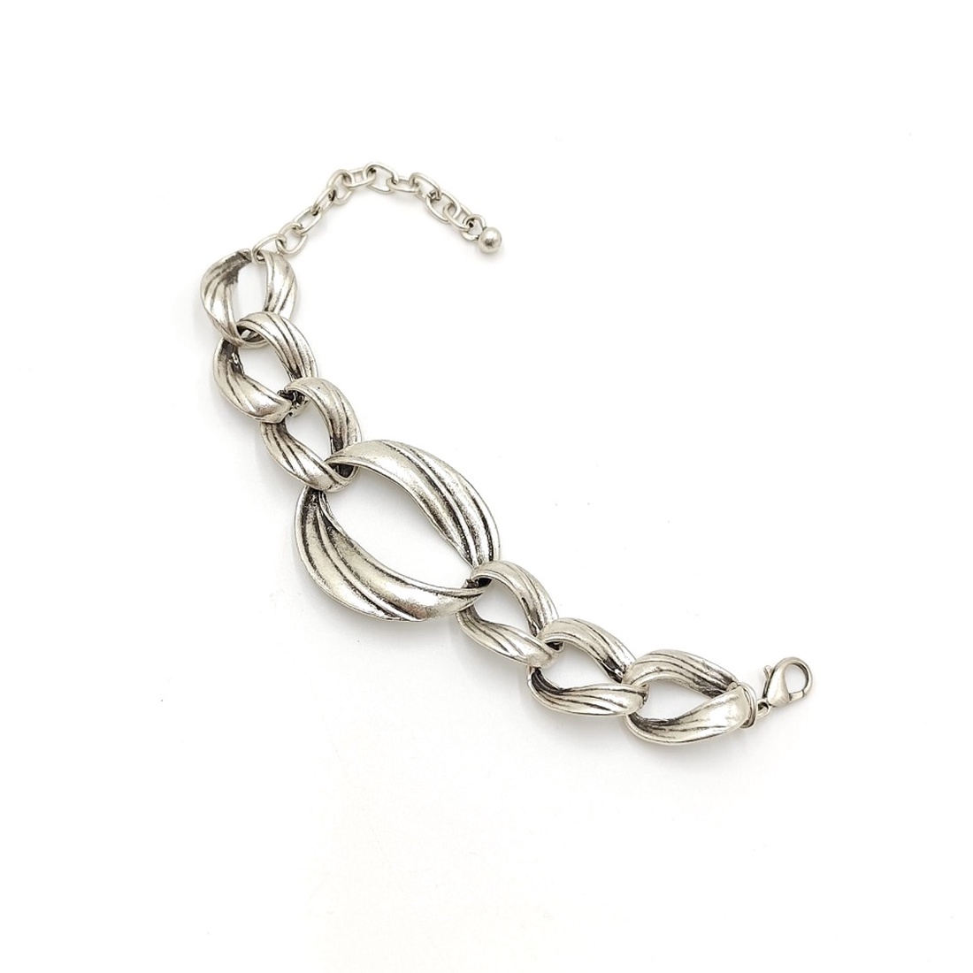 Bratara zamac tip lant cu piese mari, texturate Brz047 - bijuterii - brățări - brățări împletite - Artynos.ro