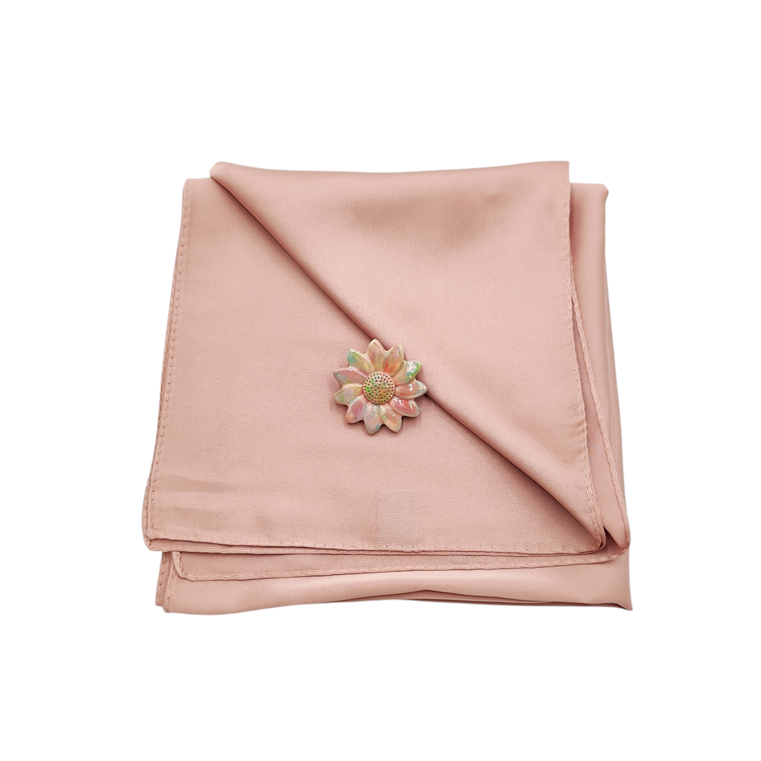 Set cadou esarfa satinata roz plamaniu si brosa ceramica floare, 4681 - casă & stil de viață - seturi de cadou - Artynos.ro