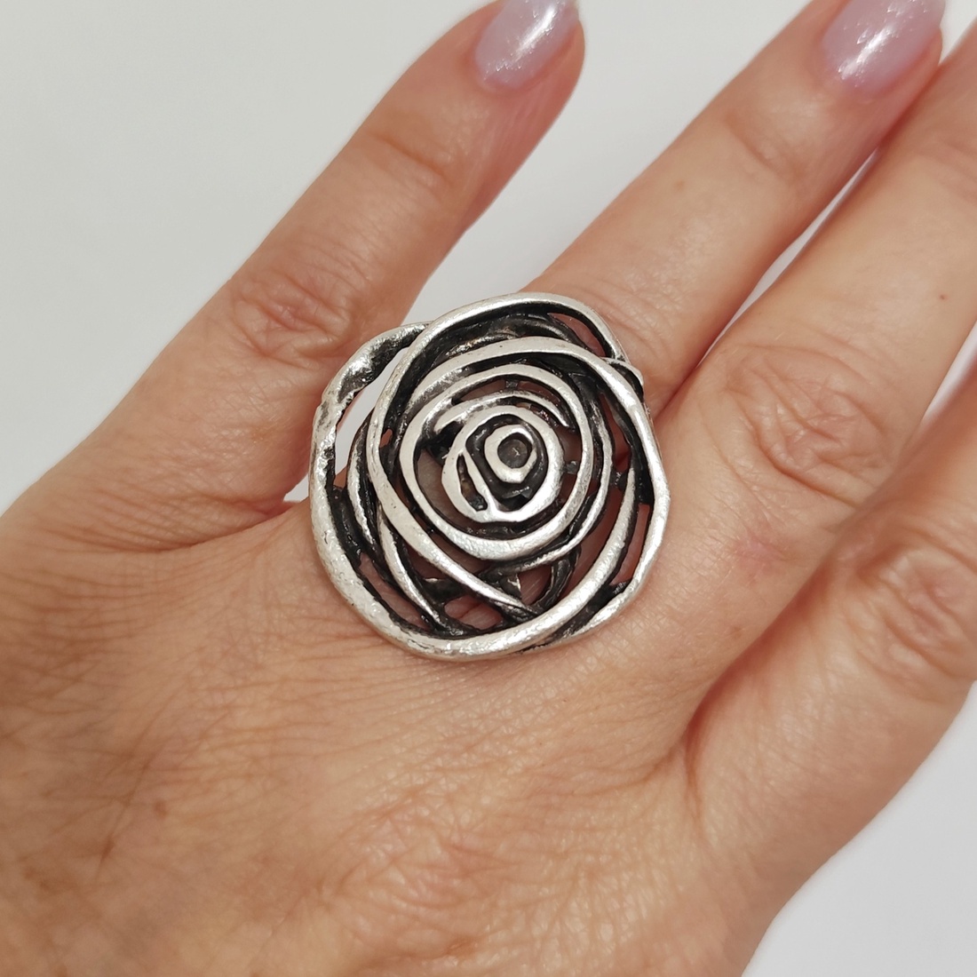 Inel zamac trandafir spiral, Inz117 - bijuterii - inele - inele cu figurine - Artynos.ro