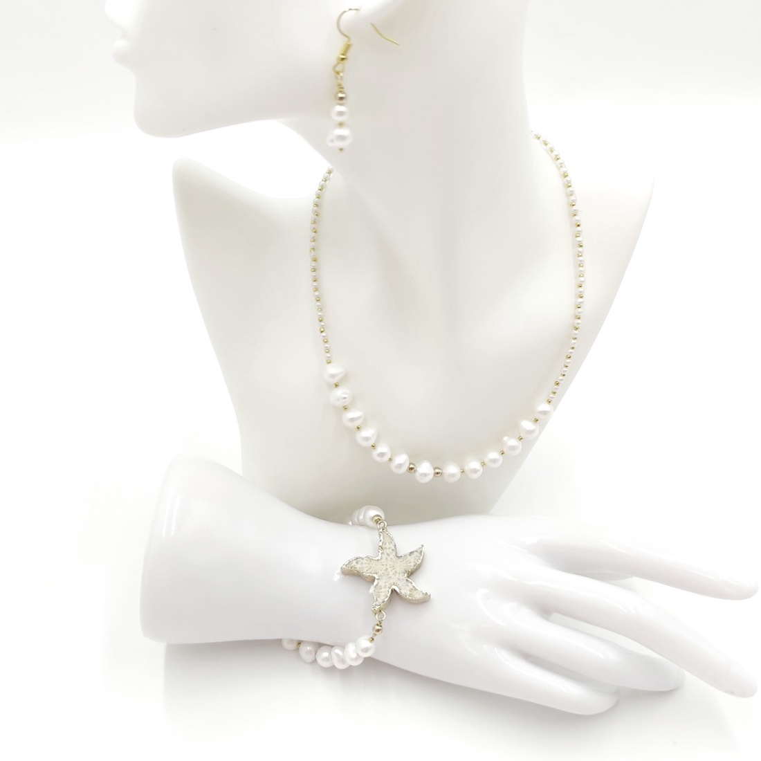 Set handmade din perle naturale si agat, 4703 - bijuterii - seturi de bijuterii - Artynos.ro