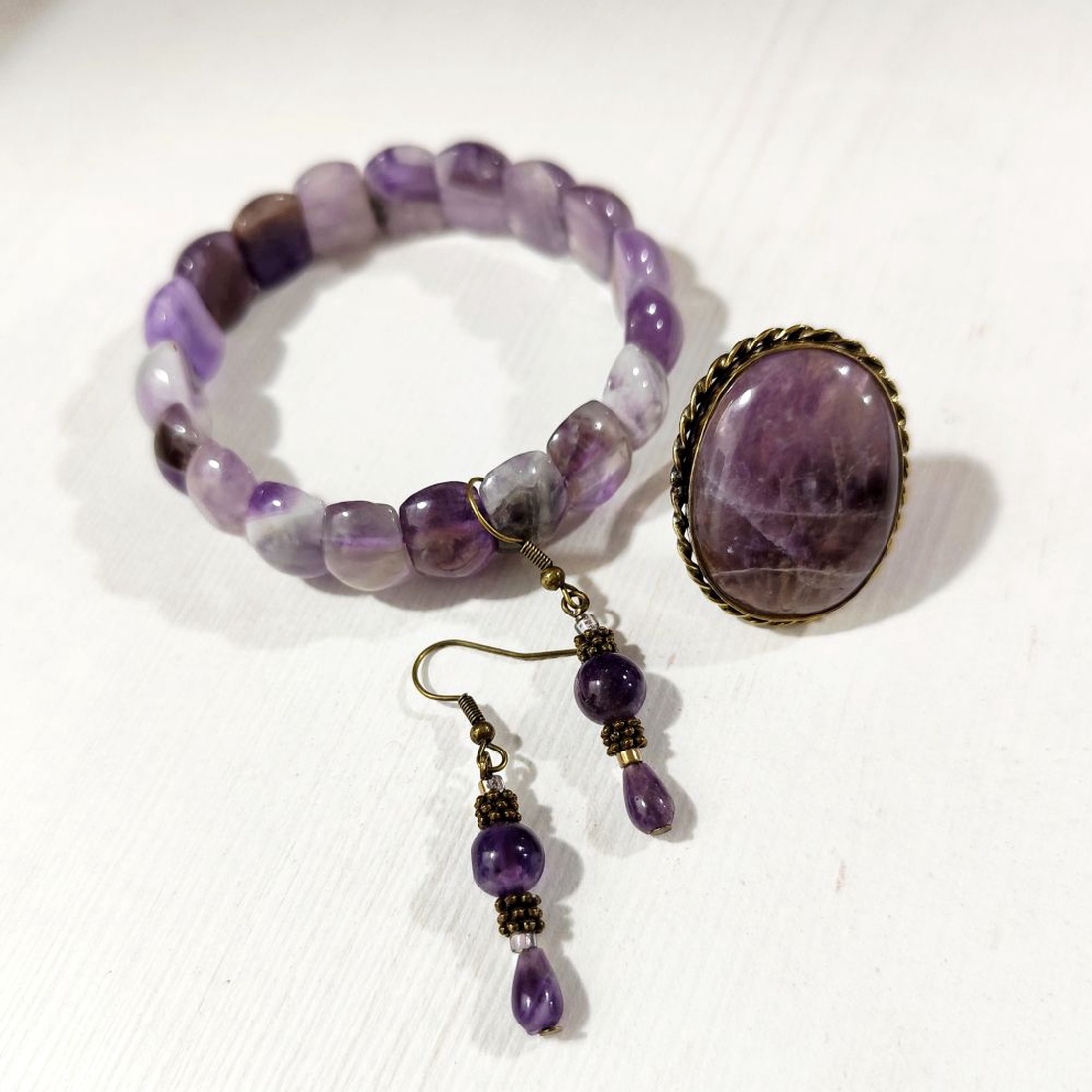 Set bijuterii cu ametist natural, 4714 - bijuterii - seturi de bijuterii - Artynos.ro
