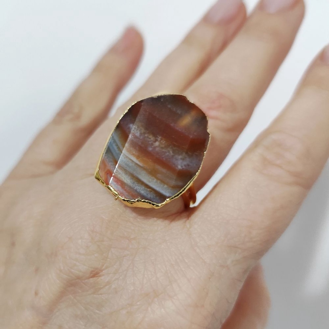 Set unicat cu agate naturale in culorile toamnei, 4719 - bijuterii - seturi de bijuterii - Artynos.ro