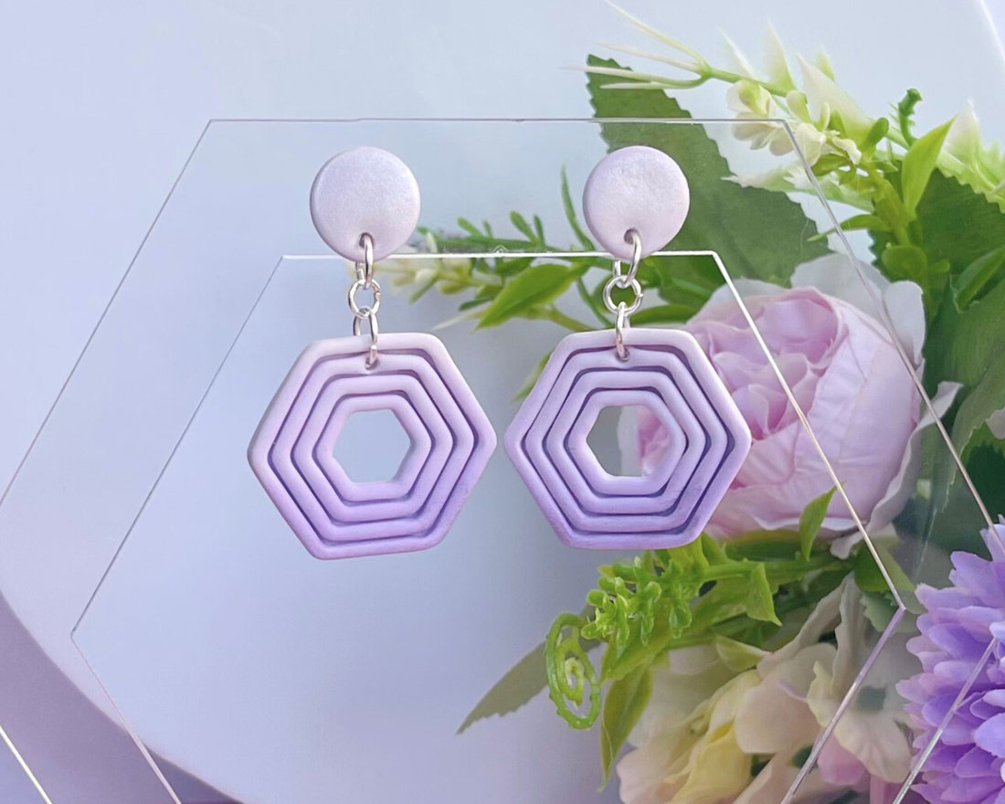 Cercei din lut polimeric LAVENDER ESCAPE #C0002 - bijuterii - cercei - cercei lungi - Artynos.ro