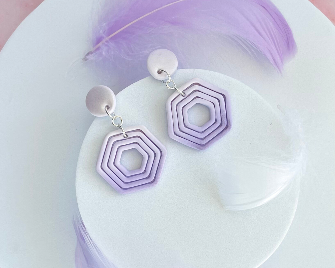 Cercei din lut polimeric LAVENDER ESCAPE #C0002 - bijuterii - cercei - cercei lungi - Artynos.ro