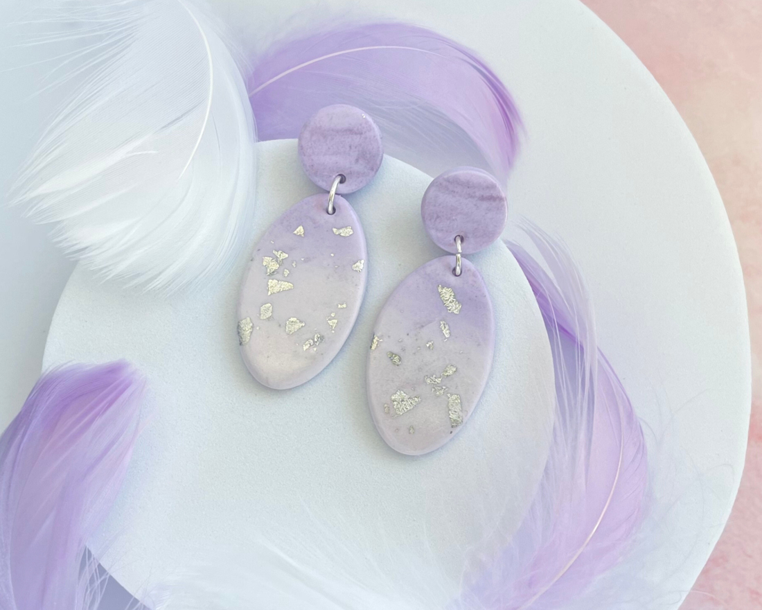 Cercei din lut polimeric AMETHYST WHISPER #C0007 - bijuterii - cercei - cercei lungi - Artynos.ro