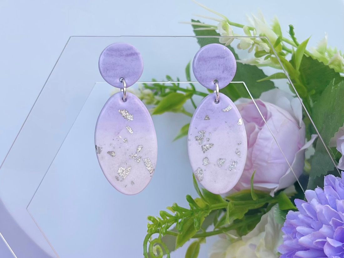 Cercei din lut polimeric AMETHYST WHISPER #C0007 - bijuterii - cercei - cercei lungi - Artynos.ro