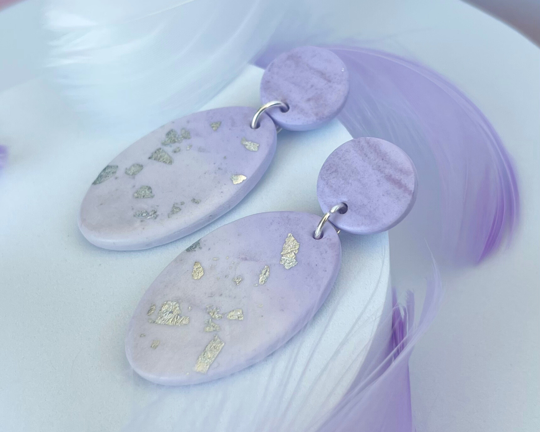 Cercei din lut polimeric AMETHYST WHISPER #C0007 - bijuterii - cercei - cercei lungi - Artynos.ro
