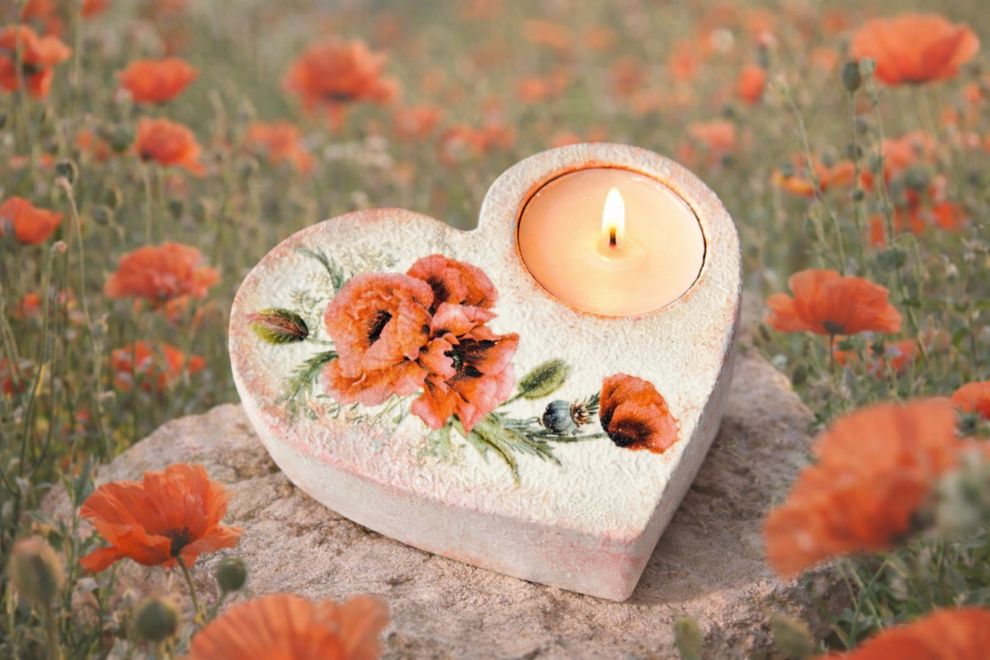 Suport decorativ pentru lumanare - buchet maci 144233 - casă & stil de viață - lumânări, parfumuri, arome - suport de lumânări - Artynos.ro