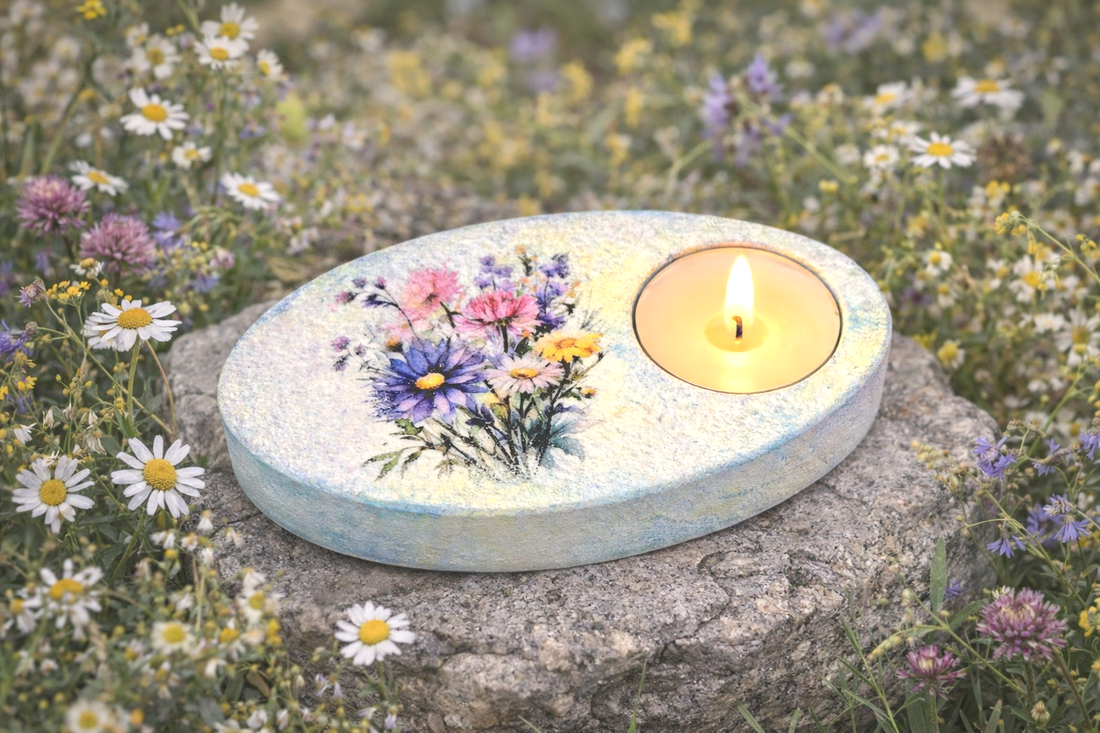 Suport decorativ pentru lumanare - buchet flori de camp 120333 - casă & stil de viață - lumânări, parfumuri, arome - suport de lumânări - Artynos.ro