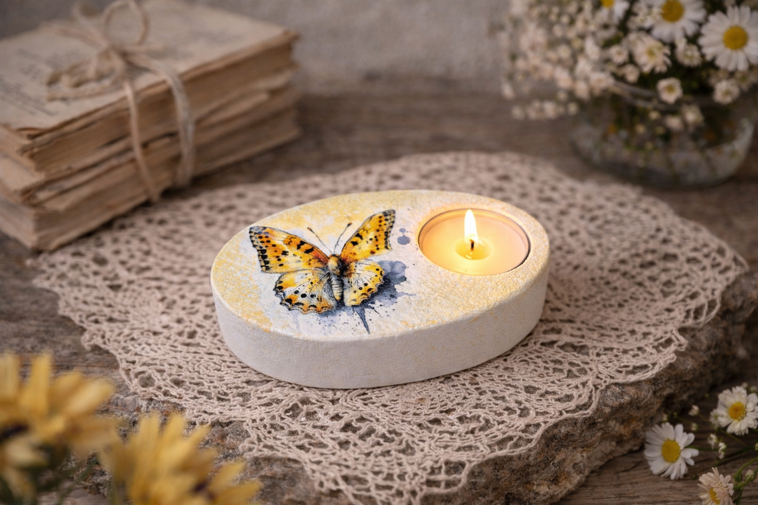 Suport decorativ pentru lumanare - fluturas 121442 - casă & stil de viață - lumânări, parfumuri, arome - suport de lumânări - Artynos.ro