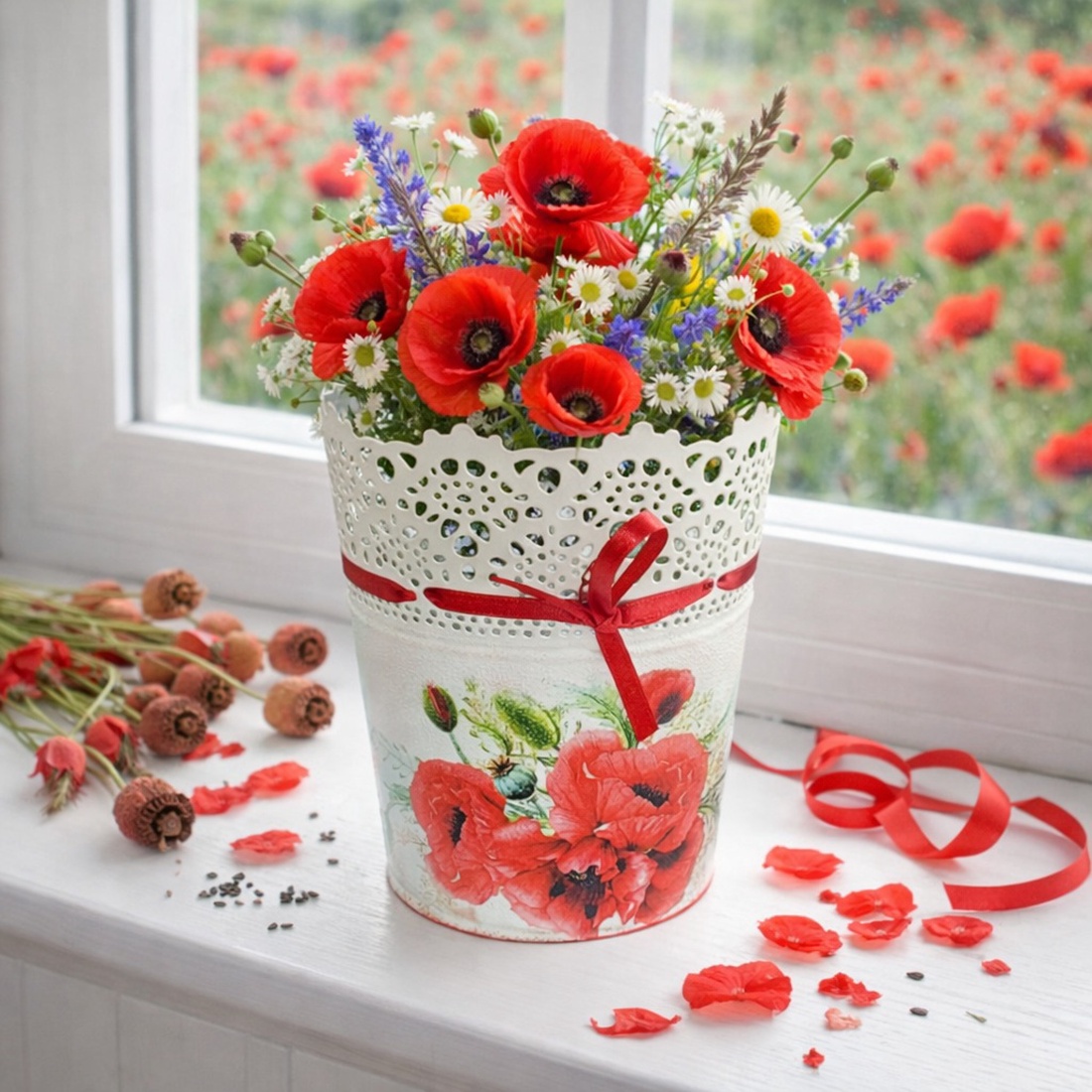 Ghiveci decorativ maci - 165907 - casă & stil de viață - decorațiuni de casă - accesorii florale - ghiveci de plante - Artynos.ro