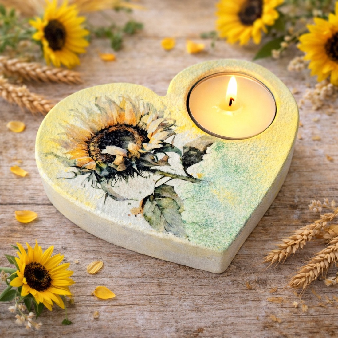 Suport decorativ pentru lumanare - floarea soarelui 114826 - casă & stil de viață - lumânări, parfumuri, arome - suport de lumânări - Artynos.ro