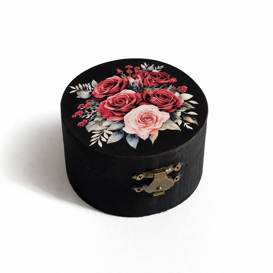 Cutie rotundă din lemn trandafiri 234100 - bijuterii - suporturi și cutii de bijuterii - cutii de bijuterii - Artynos.ro