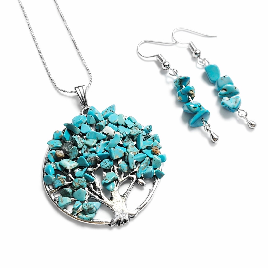 Set bijuterii Pomul Vietii cu Turcoaz 4 cm � 180916 - bijuterii - seturi de bijuterii - Artynos.ro