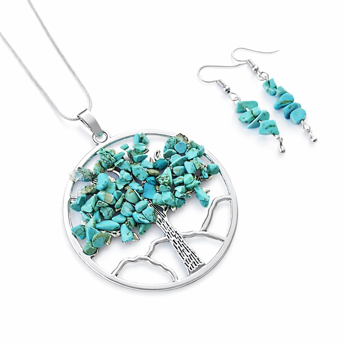 Set bijuterii Pomul Vietii cu Turcoaz � 114418 - bijuterii - seturi de bijuterii - Artynos.ro