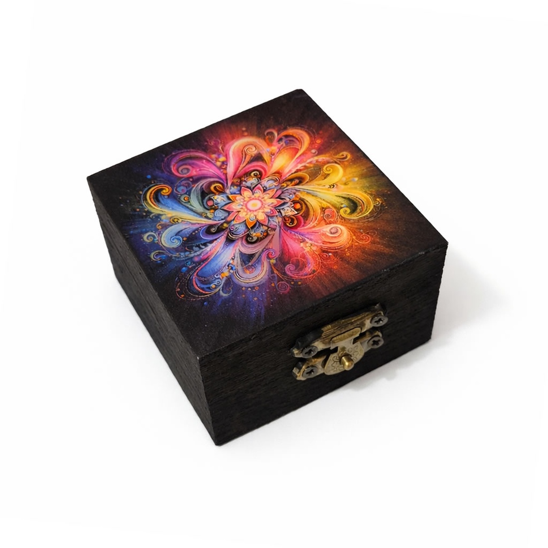 Cutie lemn patratacu mandala 200500 - bijuterii - suporturi și cutii de bijuterii - cutii de bijuterii - Artynos.ro
